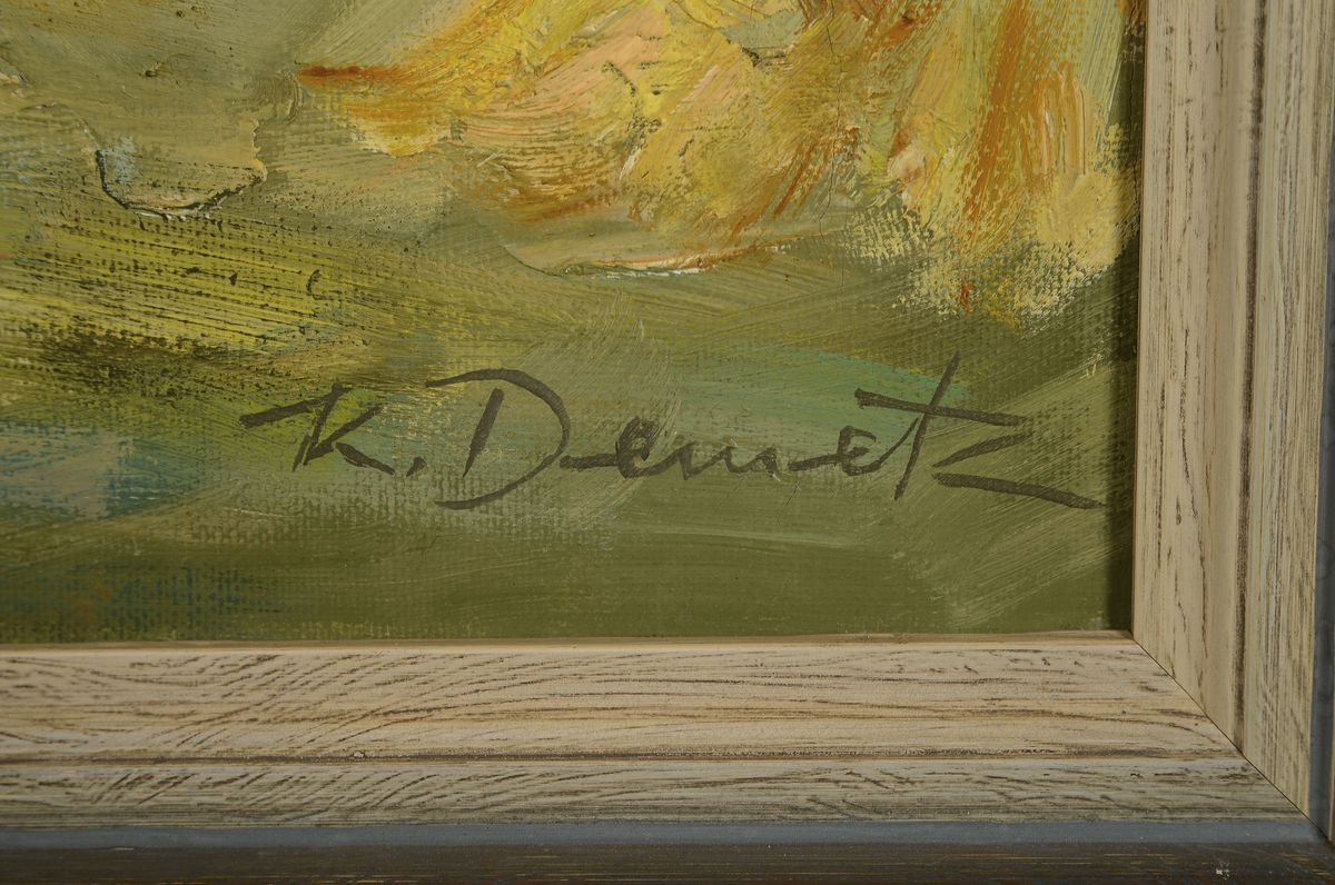Detail a: Karl Demetz, 1909 Trossingen-1986 Apfelstetten, Heuernte im Voralpenland, Öl/Lwd, signiert, ca. 60x80cm, R. ca. 76x 96cm