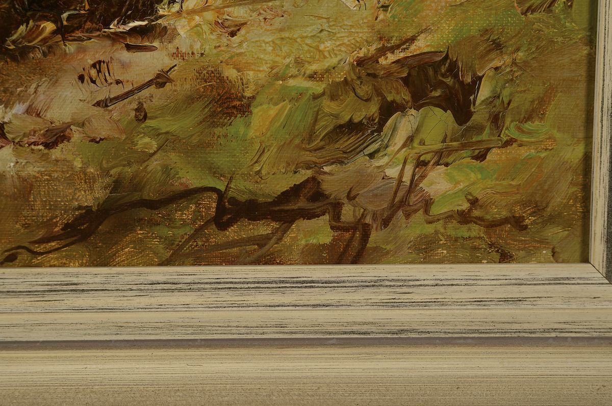 Detail a: Ludwig Klein, geb. 1915, Münchener Maler, Studium an den Akademien Paris und München, hier: Blick auf ein Dorf, Öl/Lwd, rechts unten signiert, ...