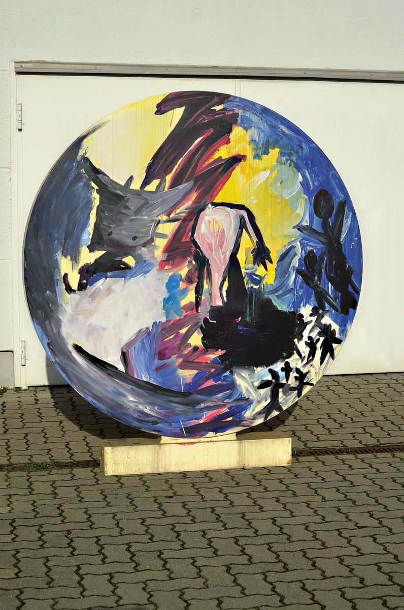 Detail k: Markus Lüpertz, geb. 1941, Die Anbetung des Goldenen Kalbes, Euro-Taler Skulptur, entstanden 2000 zur Einführung des Euro im Projekt Euro und ...