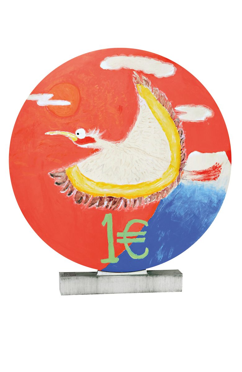 Jörg Immendorff, 1945-2007, Albatros, Euro Taler Skulptur, entstanden 2000 zur Einführung des Euro im Projekt Euro und Kunst,D. ca. 176cm tiefe ca. ...
