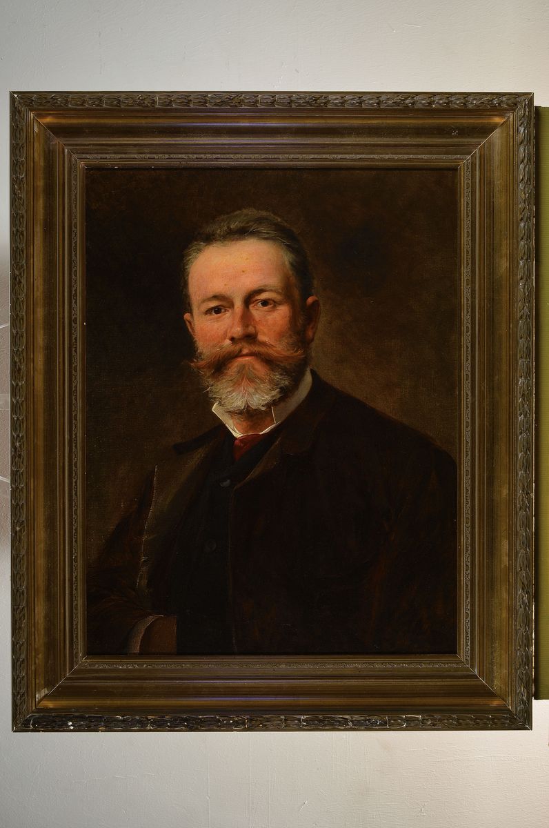 Detail k: Adolph Treidler, 1846 Berlin-1905 Stuttgart, Porträt eines bärtigen Mannes, Öl/Lwd, rest., ca. 65x50cm, R. ca. 84x69cm