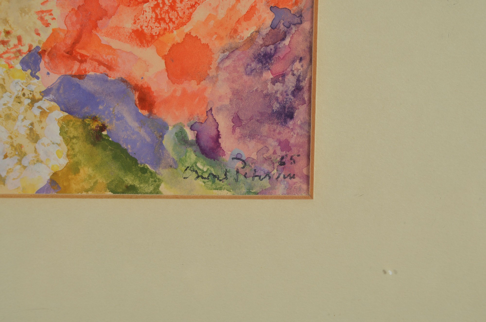 Detail a: Oswald Petersen, 1903-1992 Düsseldorf, 2 Aquarelle, beide signiert und dat. 65 bzw. 66, ca. 14x20cm, Pp, u.Gl. R. ca. 31x37cm; 16x11.5cm, PP, u.Gl. ...