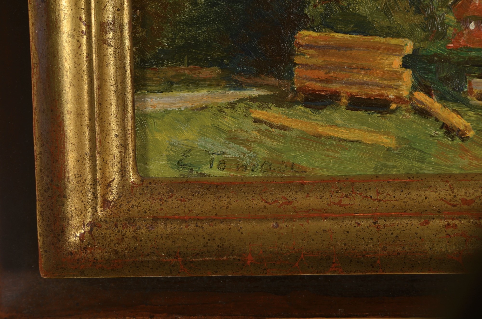 Detail a: Eugenio Tomasi, 1873-1969, Am Ufer des Sees, Öl/Holz, links unten sign., ca. 14x24cm, R. ca. 22x33cm