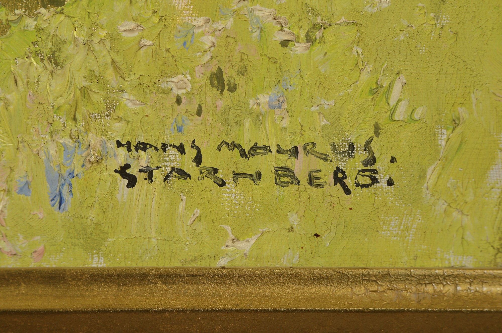 Detail a: Hans Maurus, 1901-1942 München, Landschaft bei Starnberg, Öl/Lwd, eine rest. Stelle, rechts unten signiert und bez. Starnberg, rückseitig bez.: ...