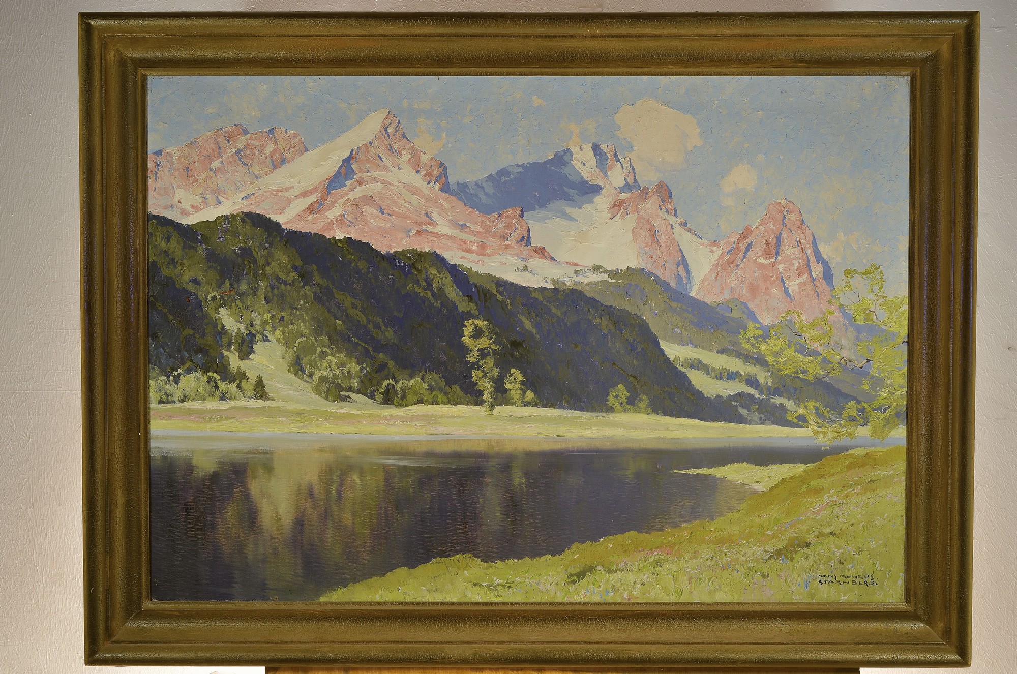 Detail k: Hans Maurus, 1901-1942 München, Landschaft bei Starnberg, Öl/Lwd, eine rest. Stelle, rechts unten signiert und bez. Starnberg, rückseitig bez.: ...