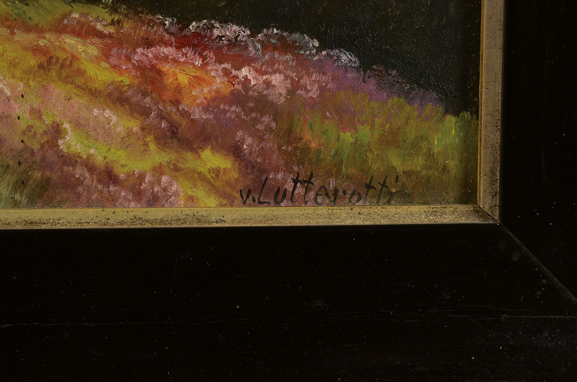 Detail a: Karl von Lutterotti, 1793 Bozen-1872 Imst, Hügelige Landschaft Öl/Malkarton, rechts unten signiert, ca. 19x32cm, R. ca. 28x42cm