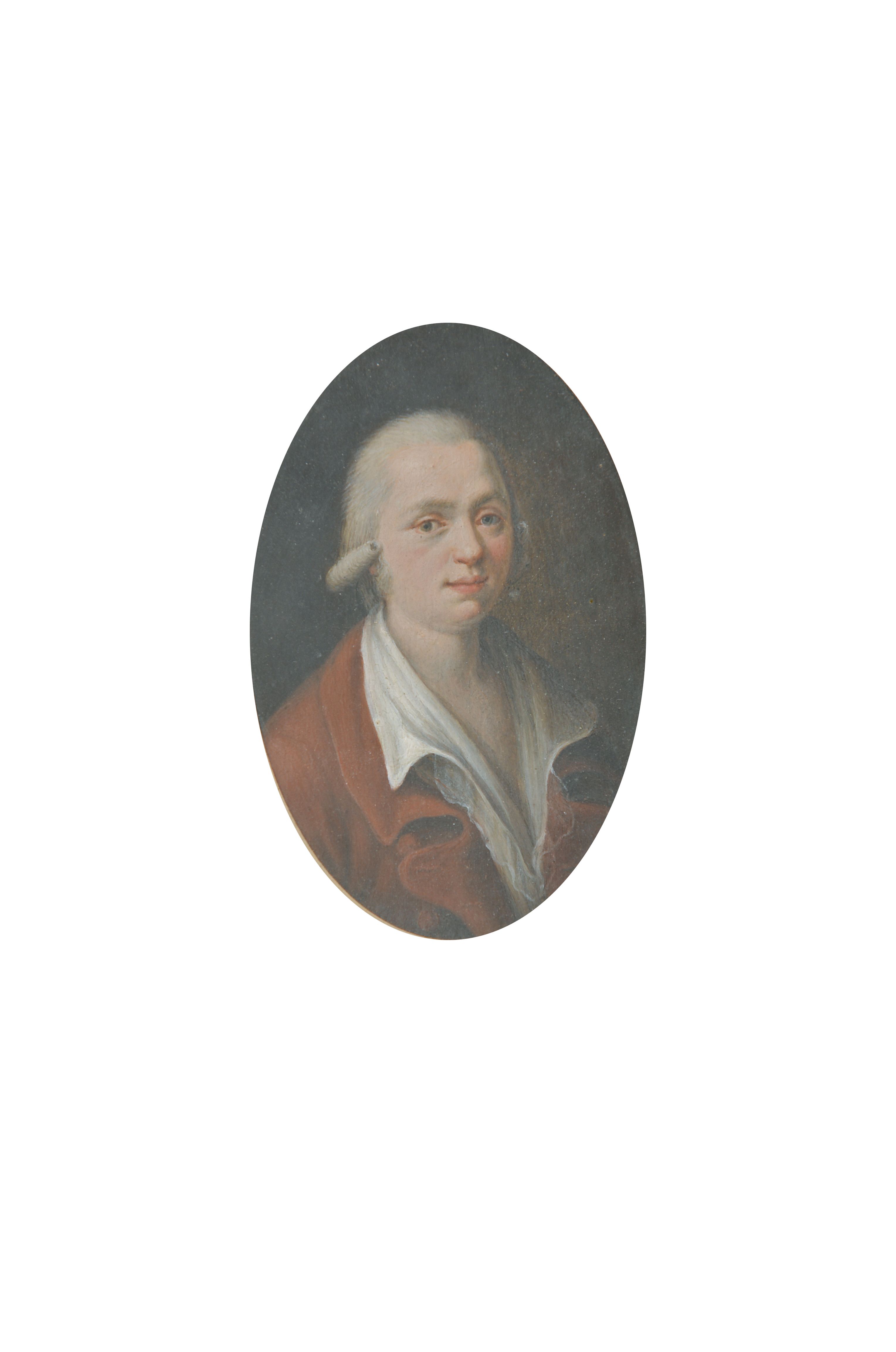 Miniaturmalerei, deutsch, um 1780-90, Öl/Papier, Porträt eines Mannes, Öl/Papier, im Oval ca. 8x5.5cm, u.Gl., R. ca. 14x11cm