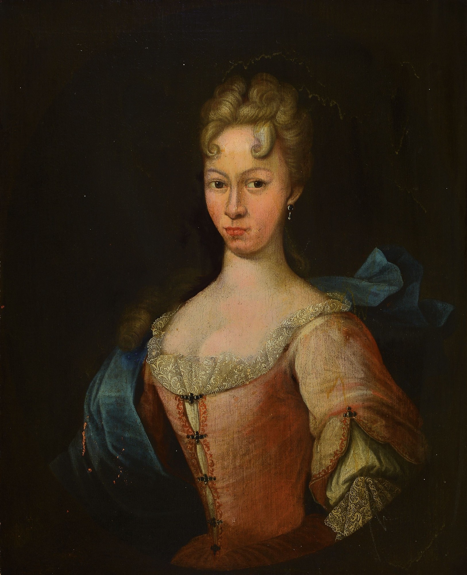 Paar Barock-Porträts, süddeutsch, um 1740, Edelmann und Dame, lasierende Malerei, gute Darstellung der Stofflichkeit und der Hauttöne, Öl/Lwd, ...