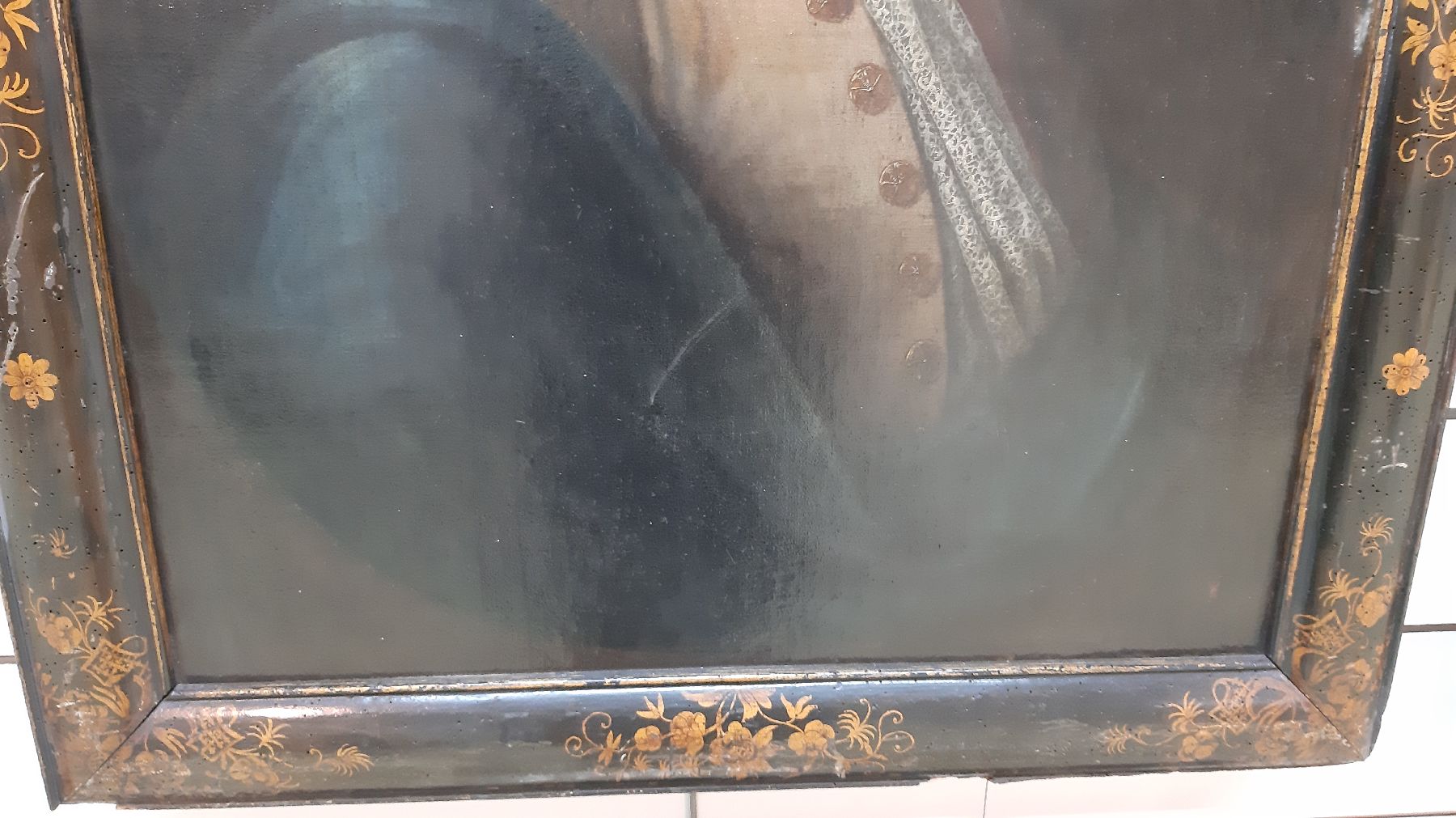 Detail g: Paar Barock-Porträts, süddeutsch, um 1740, Edelmann und Dame, lasierende Malerei, gute Darstellung der Stofflichkeit und der Hauttöne, Öl/Lwd, ...