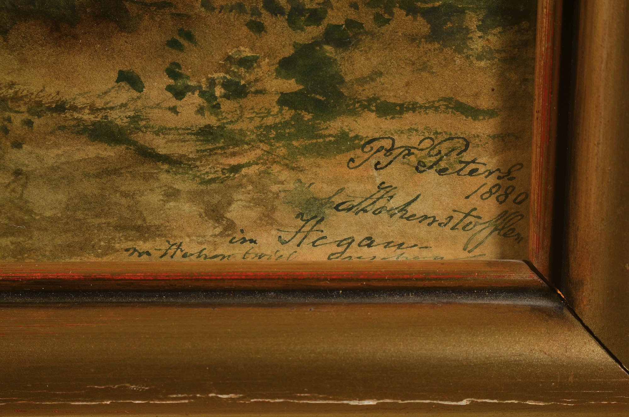 Detail a: Pieter Francis Peters, 1818-1903, Im Hegau, Aquarell auf Papier, rechts unten signiert und dat. 1880, bez., ca. 36x52cm, u.Gl., R. ca. 43x58cm