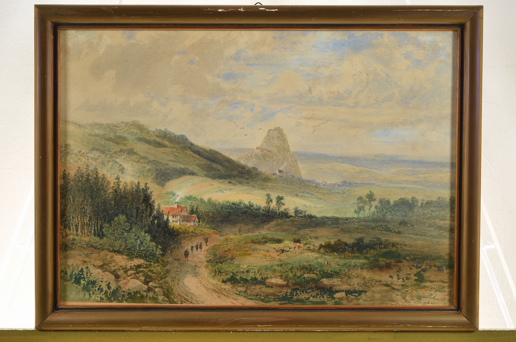 Detail k: Pieter Francis Peters, 1818-1903, Im Hegau, Aquarell auf Papier, rechts unten signiert und dat. 1880, bez., ca. 36x52cm, u.Gl., R. ca. 43x58cm