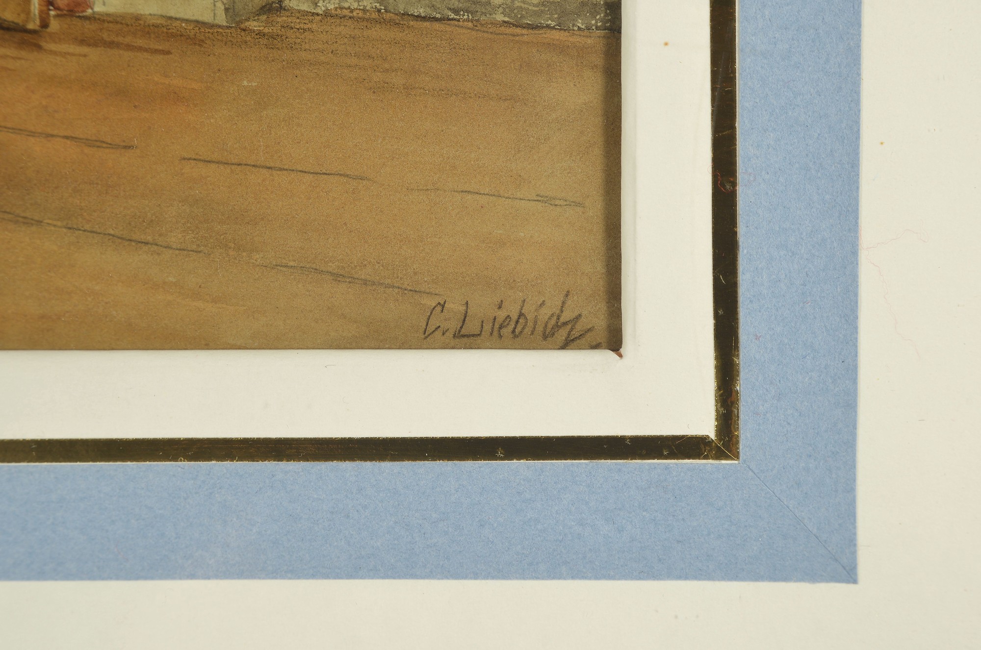 Detail b: Curt Liebich, 1868 Wesel-1937 Gutach, 2 Aquarelle: Interieur, Großvater gibt dem Säugling die Flasche, rechts unten signiert, ca. 20x23cm, PP, ...