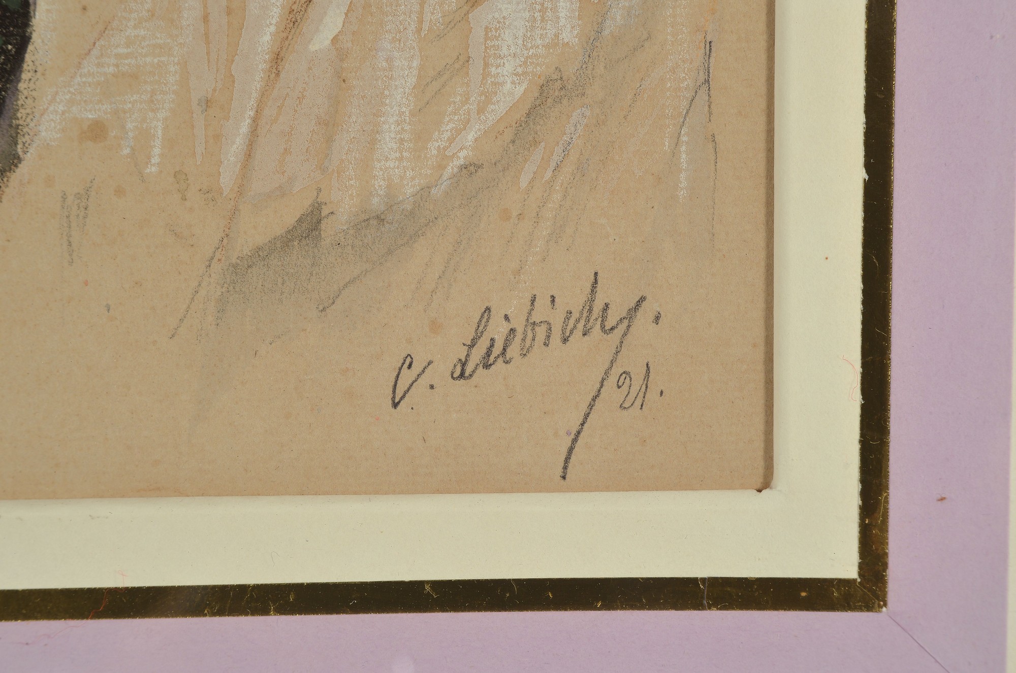 Detail c: Curt Liebich, 1868 Wesel-1937 Gutach, 2 Aquarelle: Interieur, Großvater gibt dem Säugling die Flasche, rechts unten signiert, ca. 20x23cm, PP, ...