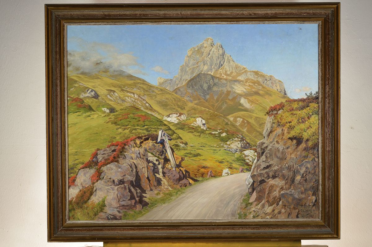 Detail k: Curt Liebich, 1868 Wesel-1937 Gutach, Landschaft bei Zürs am Arlberg, Öl/Lwd, rest., doubl., rechts unten signiert und dat. 1925 und bez.: Zürs, ...