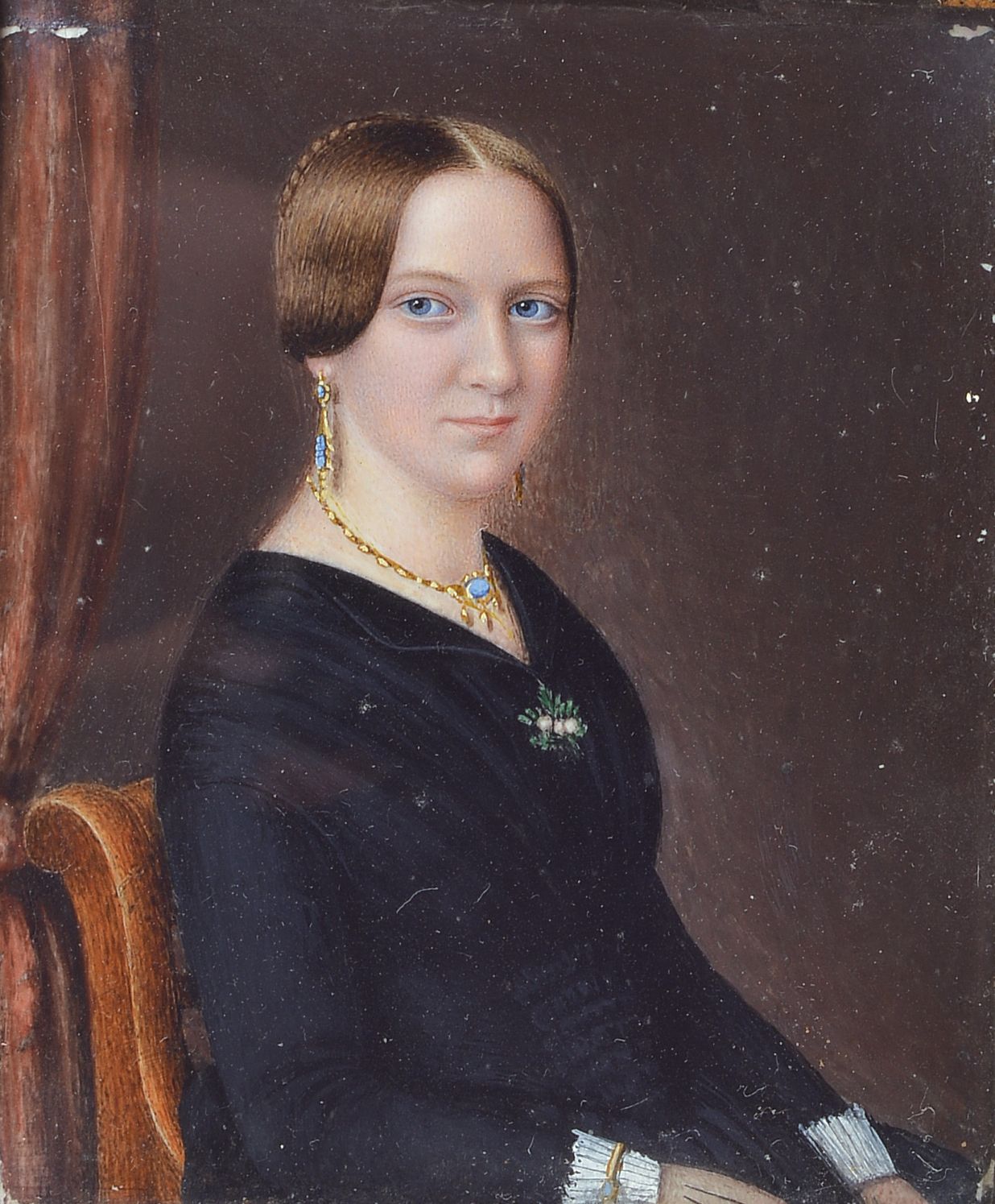Paar Miniaturmalereien, deutsch, um 1830, Porträts von Gottfried Christian Schreiber (1790-1843) und seiner Frau Luise, geb. de la Croix ...