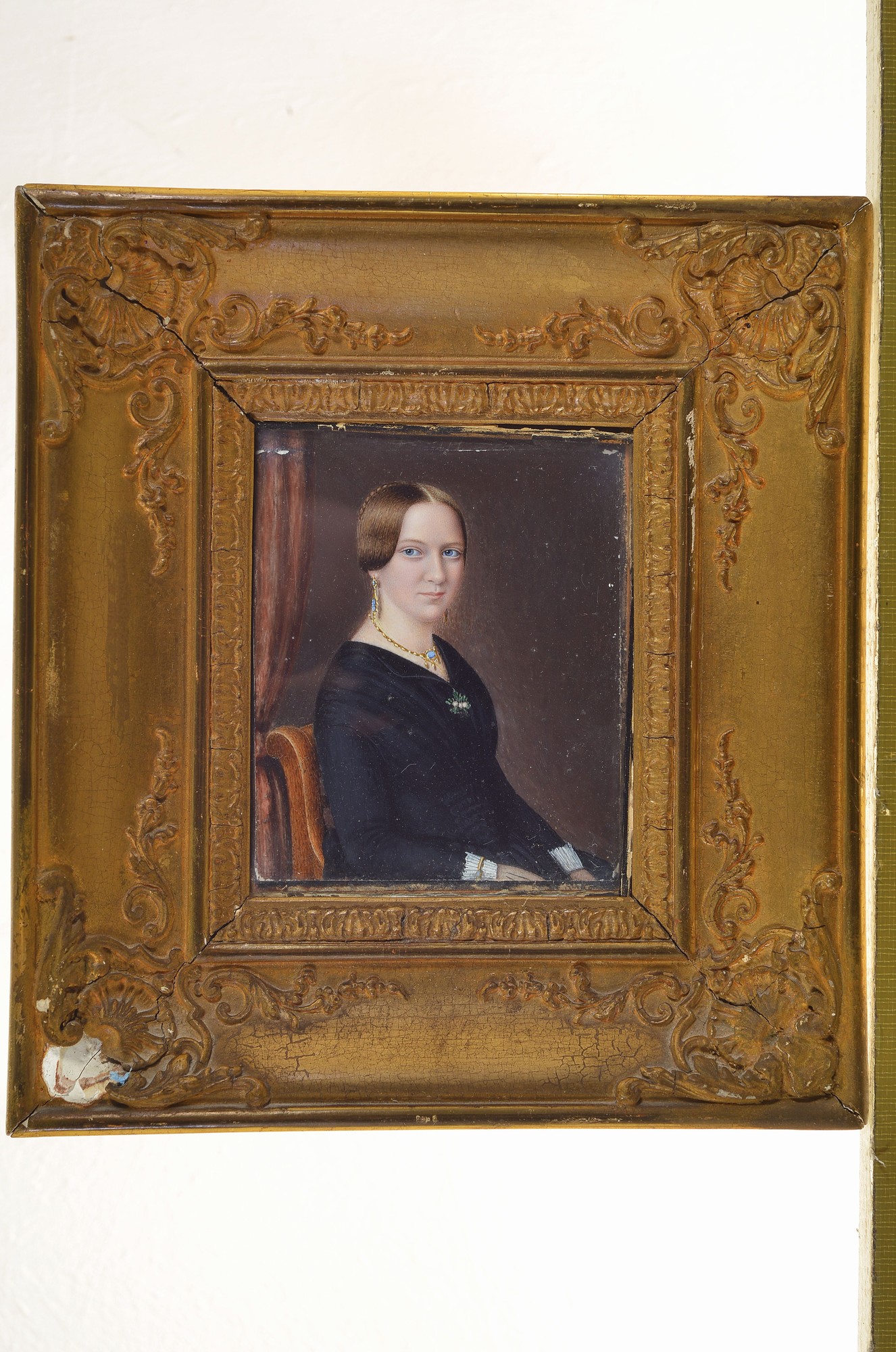 Detail k: Paar Miniaturmalereien, deutsch, um 1830, Porträts von Gottfried Christian Schreiber (1790-1843) und seiner Frau Luise, geb. de la Croix ...
