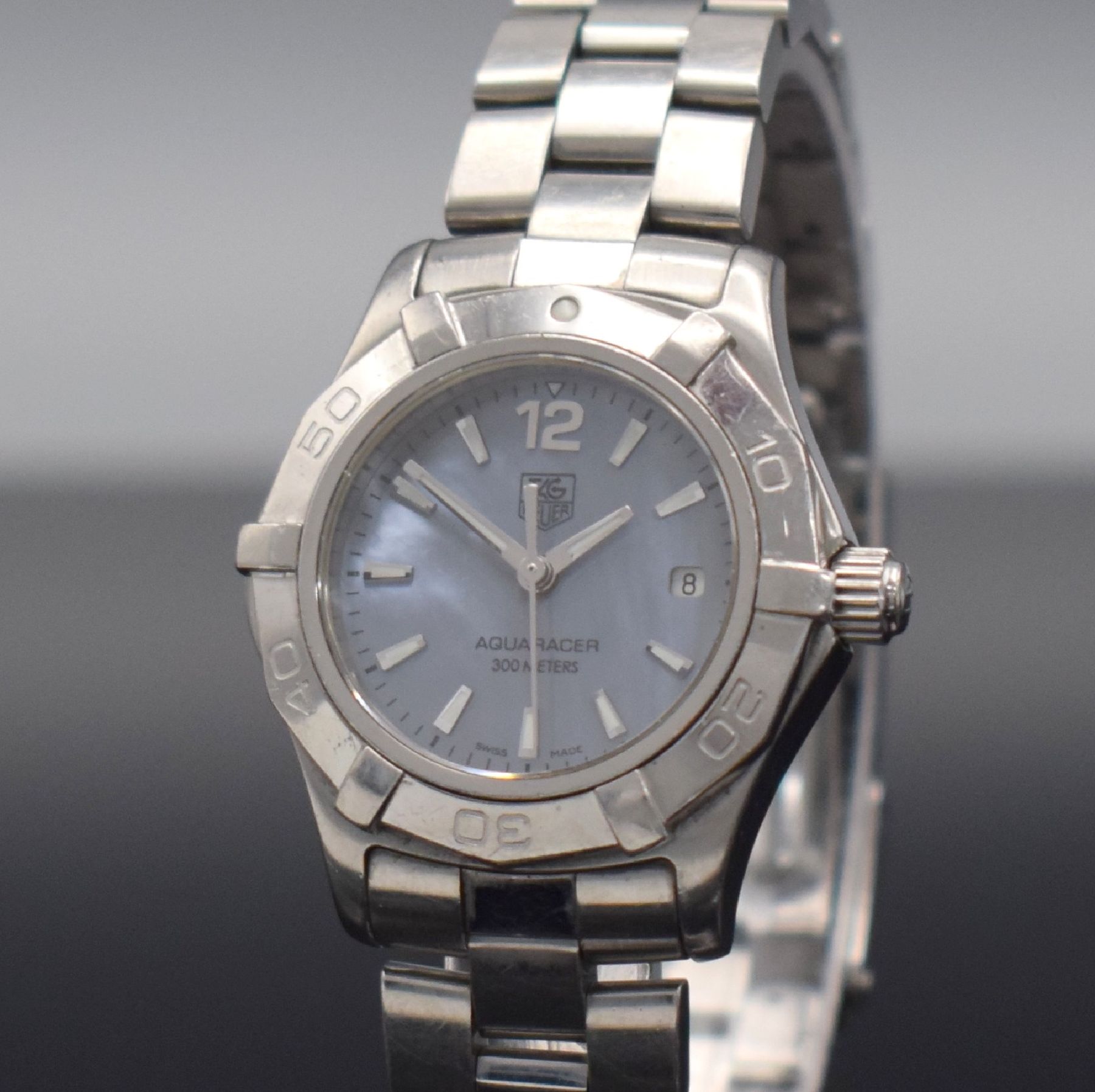 Detail c: TAG HEUER Damenarmbanduhr Aquaracer, Schweiz um 2008, Ref. WAF1417, Edelstahlgeh. inkl. Gliederband m. Faltschl., quarz, Boden & Krone verschr., ab ...