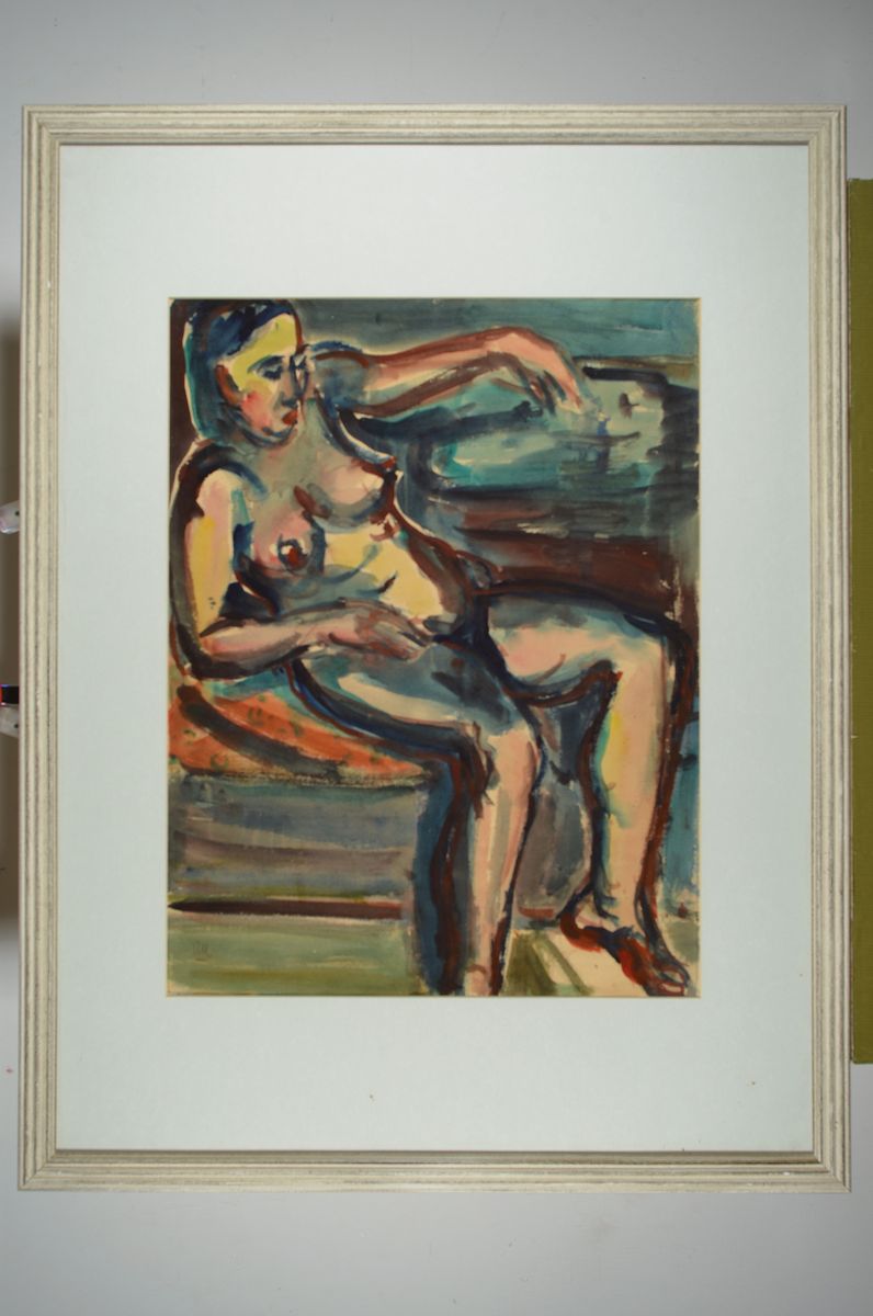 Detail k: Rolf Müller-Landau, 1903- 1956, Aquarell auf Papier, handsigniert unten rechts datiert 1924, stammt aus der Zeit um 1948, ca. 61.5 x 47 cm, Rahmen, ...