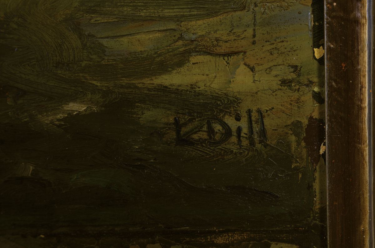 Detail a: Ludwig Dill, 1848 Gernsbach-1940 Karlsruhe, Studium an der Akademie München bei Piloty und Otto Seitz, beeinflußt von Adolf Lier, ...
