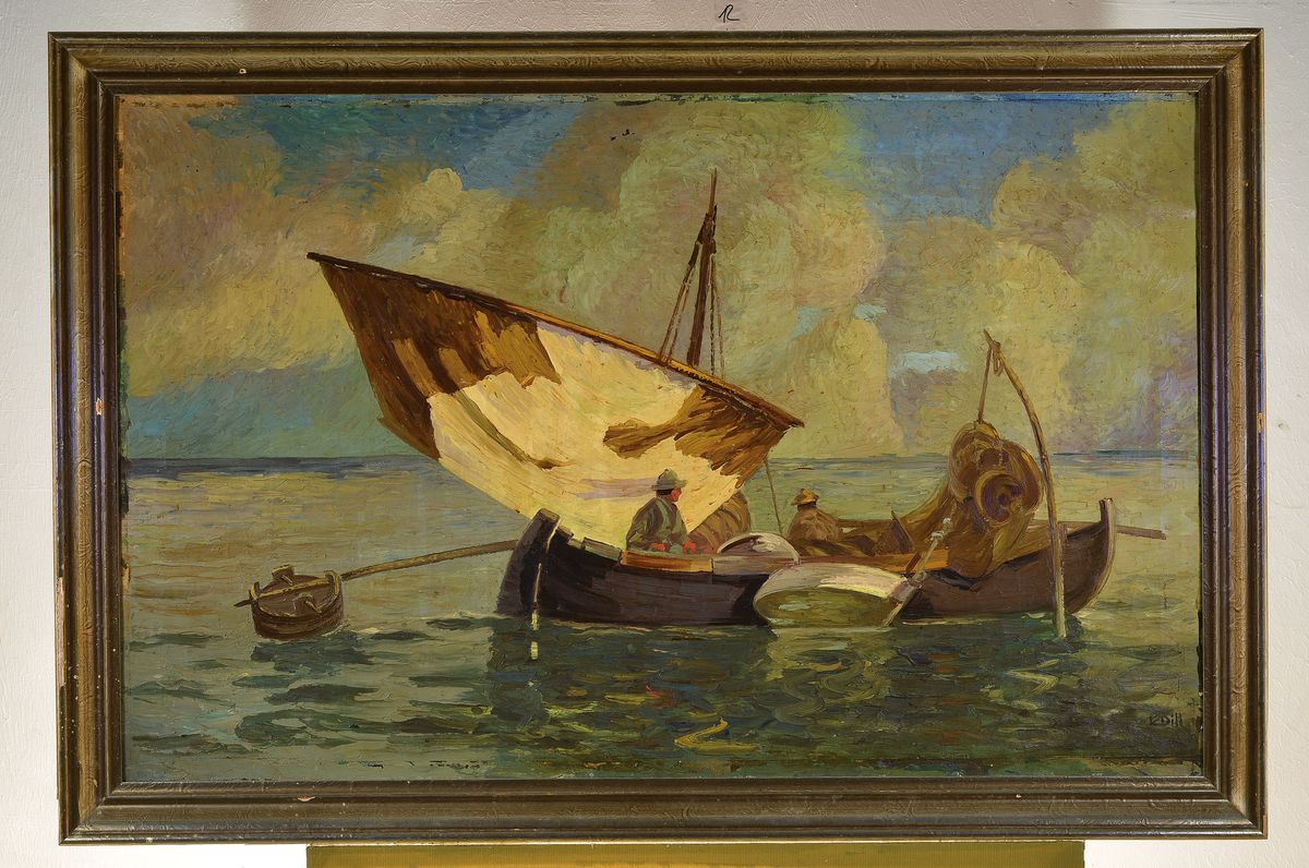 Detail k: Ludwig Dill, 1848 Gernsbach-1940 Karlsruhe, Studium an der Akademie München bei Piloty und Otto Seitz, beeinflußt von Adolf Lier, ...