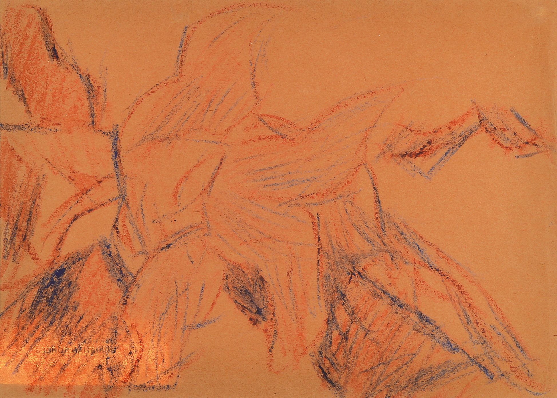 Christian Rohlfs, 1849 - 1938, Farbkreide auf bräunlichem Papier, Blattgröße 25x35 cm, verso unten re. Nachlassstempel, sowie darunter in Blei ...