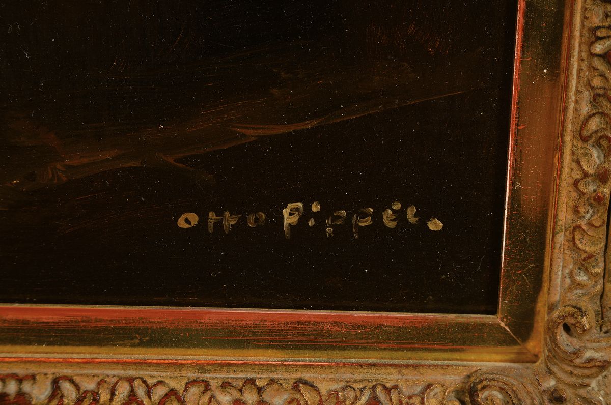 Detail a: Otto Pippel, 1878 Lodz - 1960 Planegg, liegender Akt bei Kerzenlicht, Öl/Lwd, re. u. signiert, das Werk ist um 1940 entstanden, restauriert, ca. 62 ...