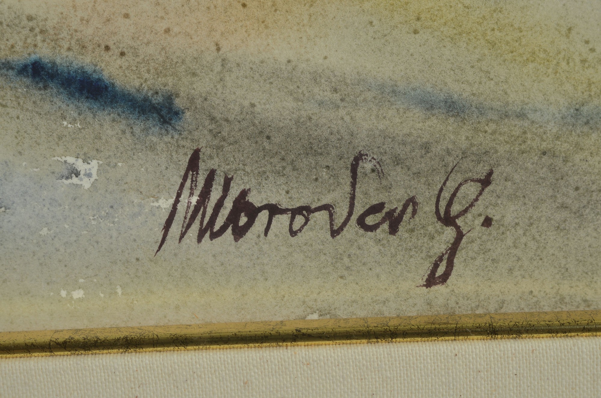 Detail a: Gottfried Moroder, 1921-2016 St. Ulrich in Gröden, Südtirol, Verschneite Landschaft im Gebirge, Aquarell auf Papier, rechts unten signiert, ca. ...