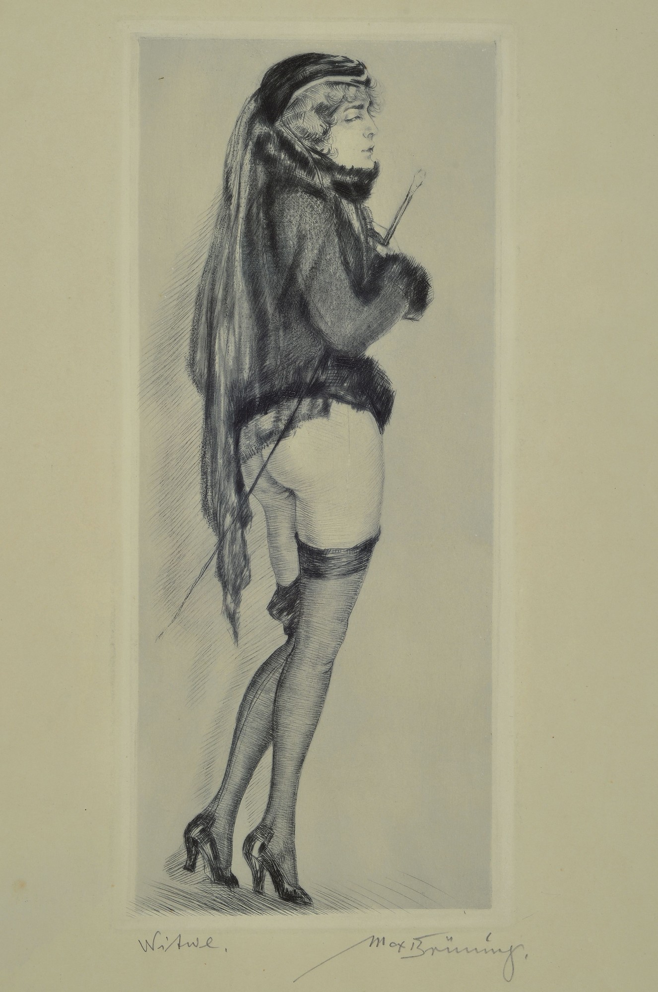 Max Brüning, 1887-1968, 3 Radierungen, alle handsigniert, mit verschiedenen erotischen Frauendarstellungen, eine bezeichnet Opium, eine bezeichnet ...