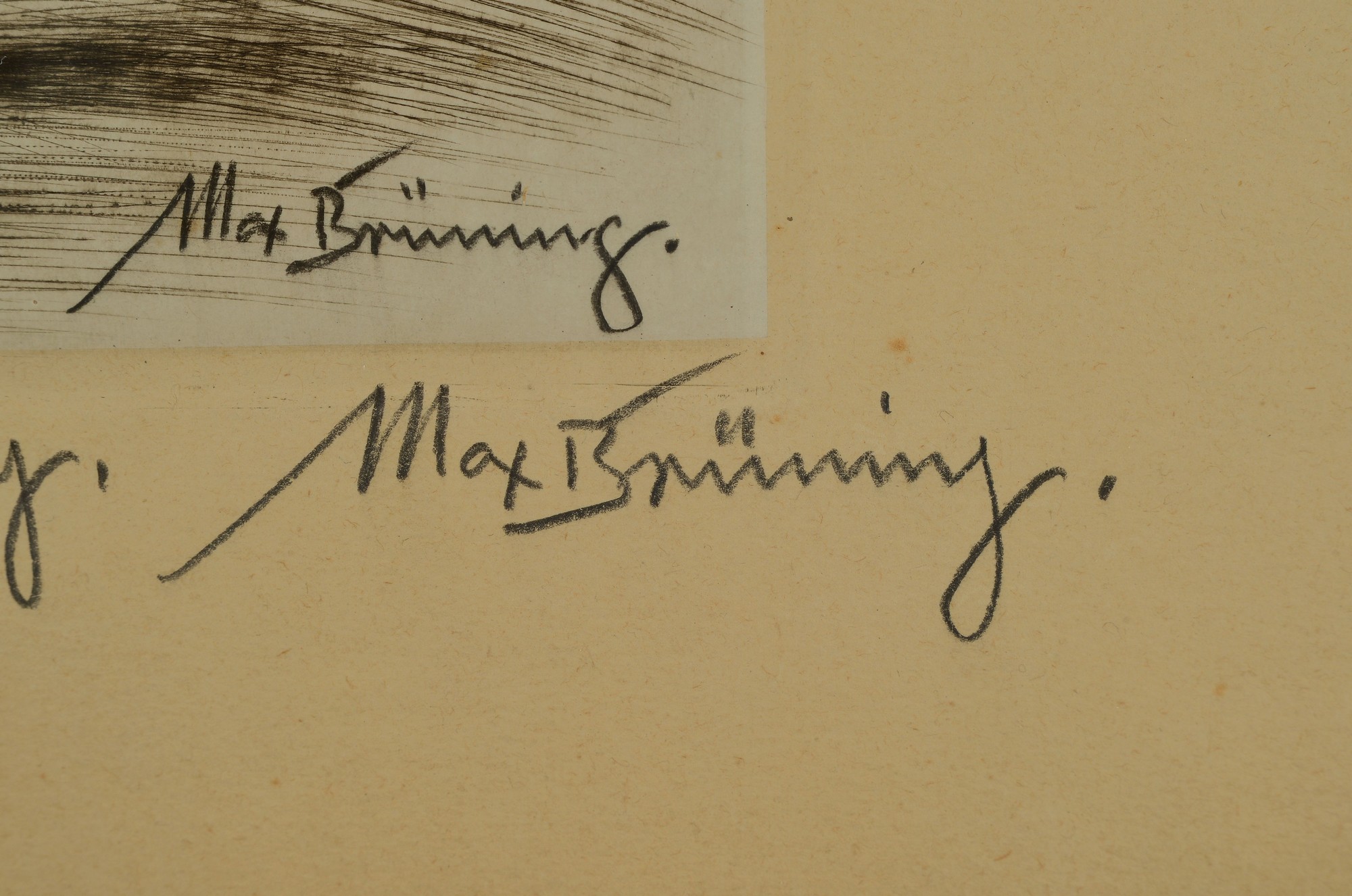 Detail c: Max Brüning, 1887-1968, 3 Radierungen, alle handsigniert, mit verschiedenen erotischen Frauendarstellungen, eine bezeichnet Opium, eine bezeichnet ...