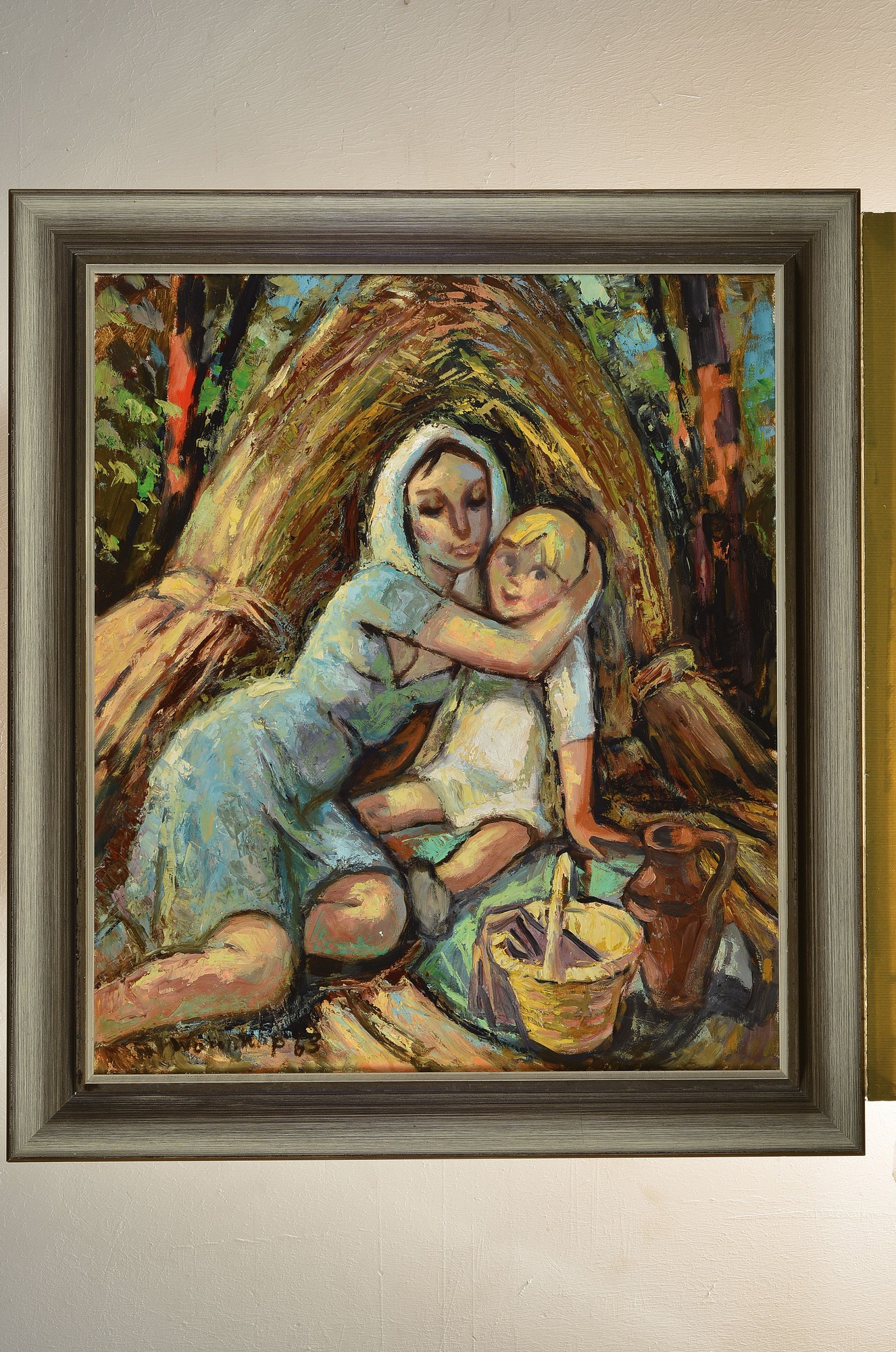 Detail k: Helmut Wanschap, 1911 Berlin-1987 Kusel, Mutter mit Kind, Öl/Lwd, links unten signiert und dat. 63, ca. 70x60cm, R. ca. 84x74cm