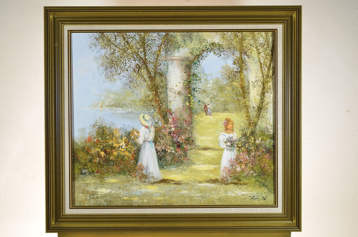 Detail k: Rahnavard Madjid, geb. 1943 Teheran, lebt und arbeitet in München, Frauen im Park, Öl/Lwd, rechts unten signiert, ca. 60x70cm, R. ca. 76x86cm