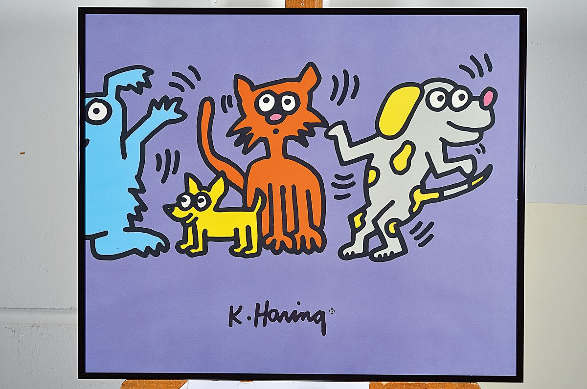 Detail k: Keith Haring, 1958-1990, zweiteilige Farbserigraphie, Stempel: authorized by the estate of Keith Haring, je ca. 50x60cm, u.Gl., R.