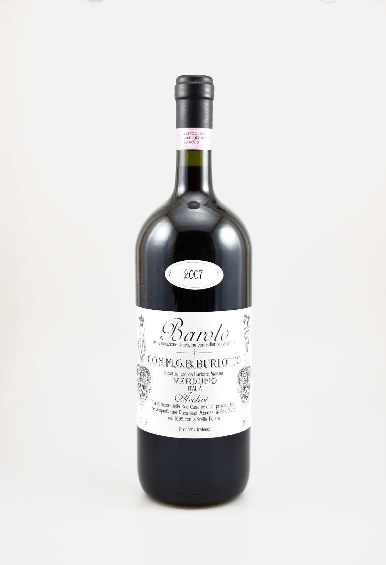 1 Magnumflasche 2007 Comm.G.B. Burlotto , Acclivi, Barolo, ca. 150 cl, 14 % Vol., Füllstand: into neck, hervorragender Erhaltungszustand, ...