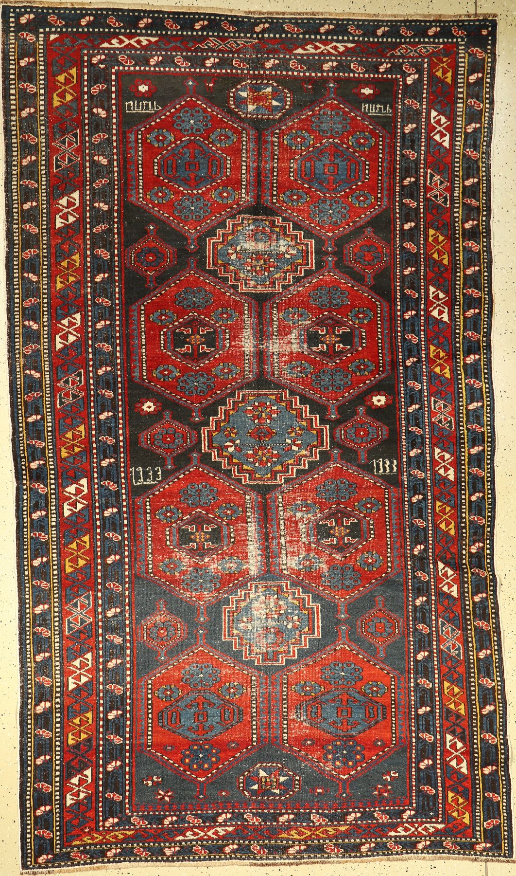 Schirwan alt, Ostkaukasus, ca. Datiert 1933 Jahre, Wolle auf Wolle, ca. 272 x 156 cm,EHZ: 4