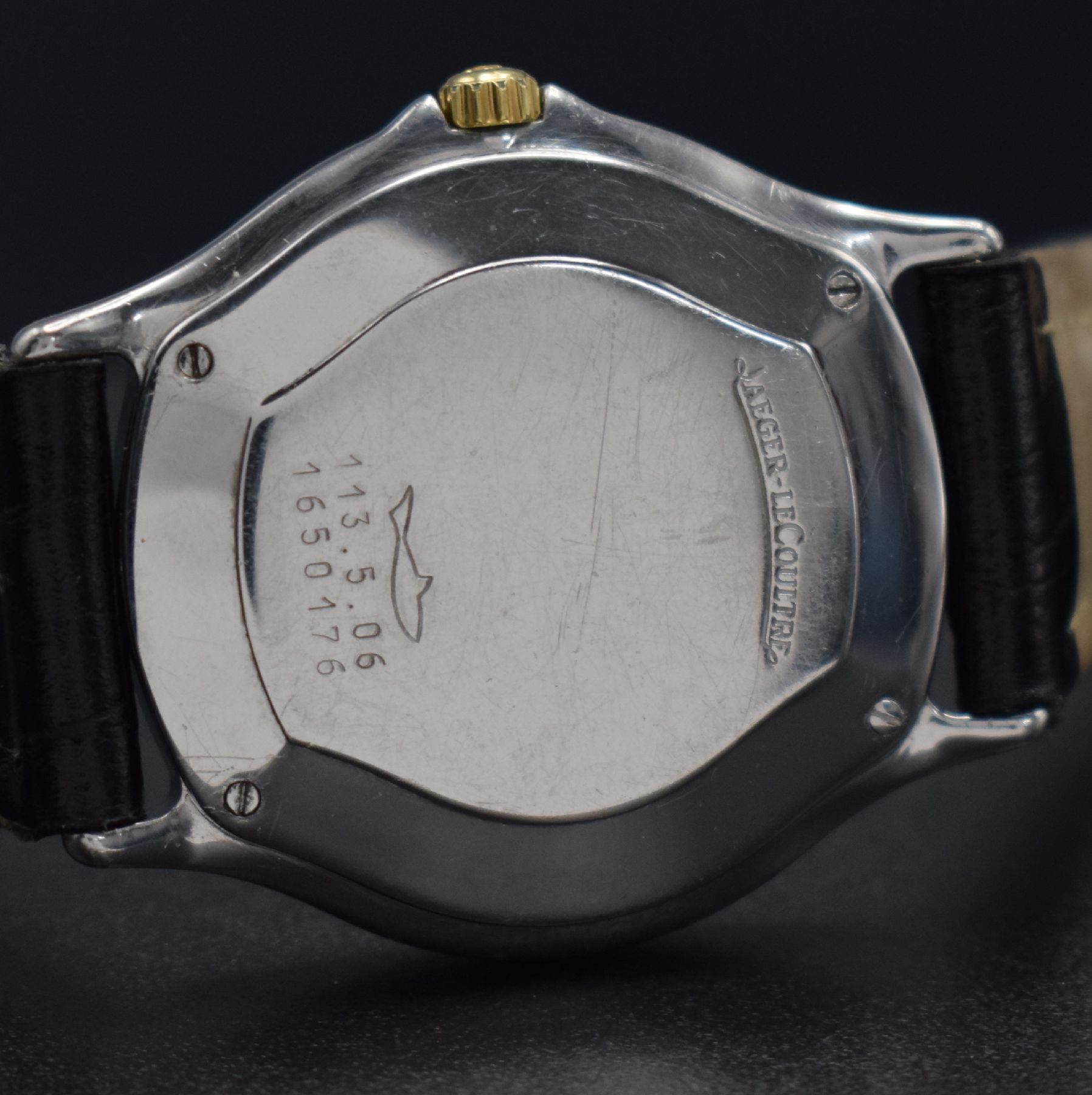 Detail g: Jaeger-LeCoultre Armbanduhr in Stahl/Gold, Schweiz um 1985, 4-fach verschr. Geh. Ref. 113.5.06, eingel. Goldlünette m. Pulsations- skala, quarz, ...