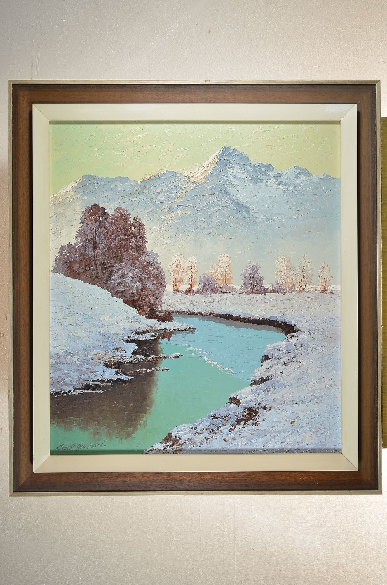 Detail k: Prof. Arnold Graboné, 1896 - 1982, Wintertag im Inntal, Öl/Lwd, signiert, ca. 70 x 80 cm, Rahmen: 88 x 98 cm
