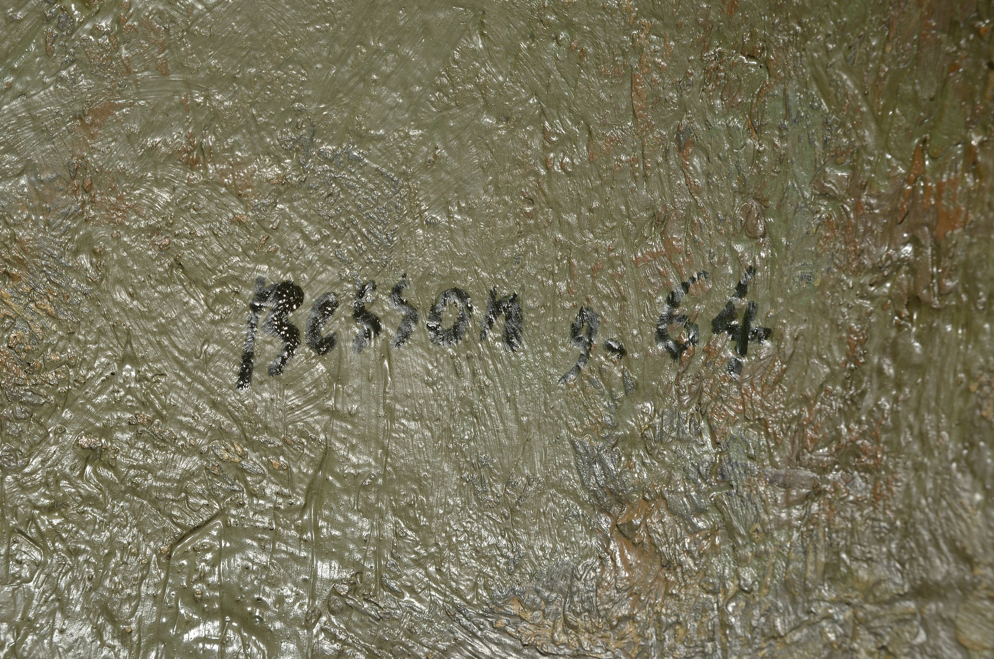 Detail a: Jean Marc Besson, geb. 1939, Frauenakt im Künstleratelier, gut beobachtete Szene und interessanter Bildaufbau, der Blick des Betrachters fällt vom ...