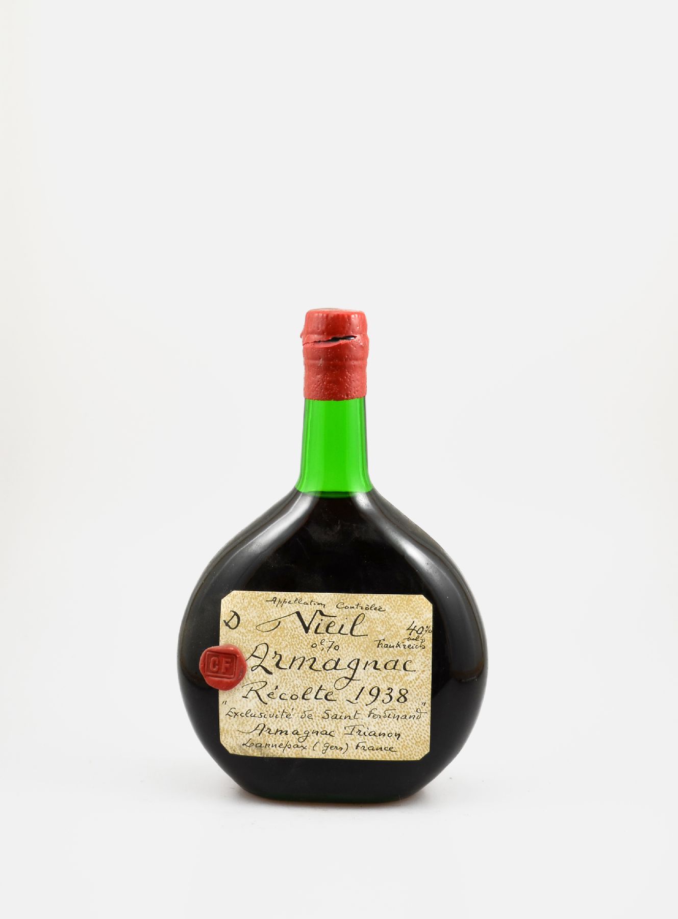 1 Flasche 1938 Vieil Armagnac, ca. 70 cl, 40 % Vol., Kapselwachs l. besch., unverkostet