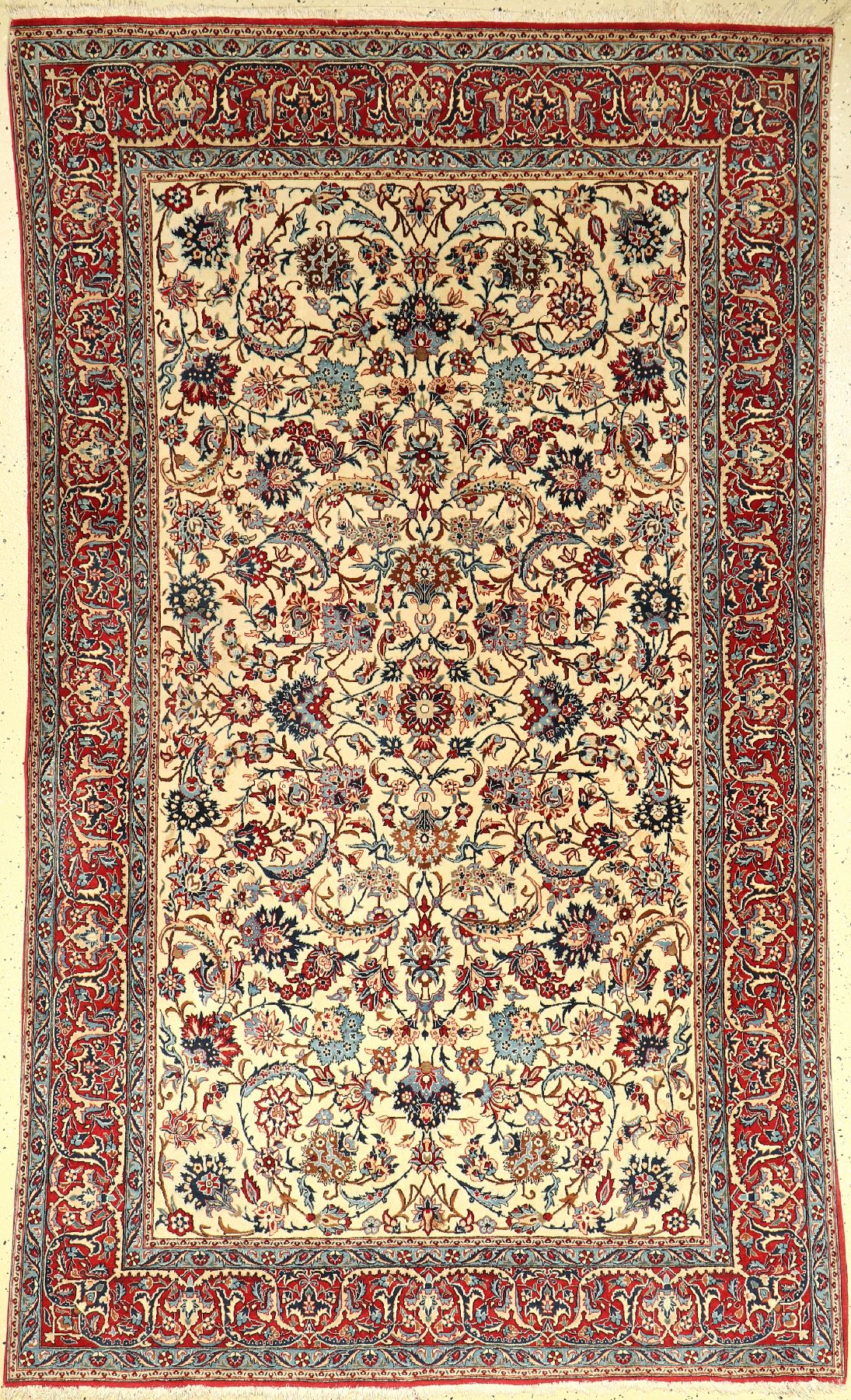 Feiner Nain Tudeschk alt, Persien, um 1930,Korkwolle, ca. 237 x 141 cm, feine Qualität, EHZ: 2-3, Fransenseiten leicht beschädigt