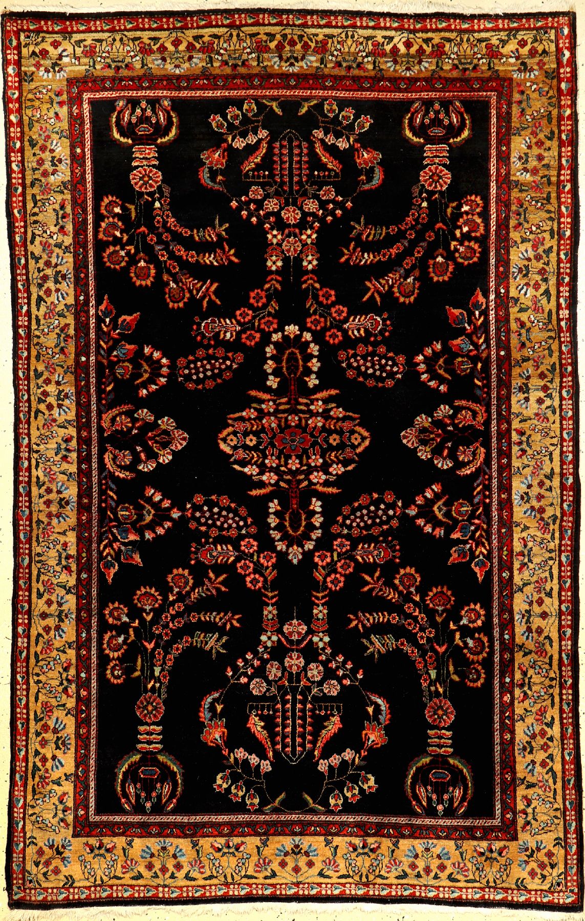 Feiner Sarogh Farahan alt, Persien, um 1920, Korkwolle, ca. 200 x 128 cm, HochwertigeQualität, EHZ: 2 (fachkundig gereinigt), dekorativ, seltene ...