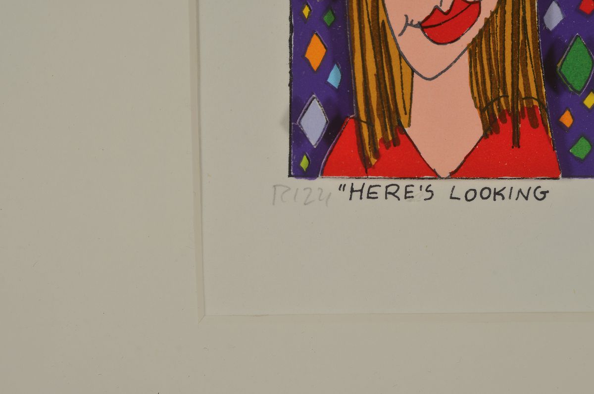 Detail a: James Rizzi, 1950-2011, "Heres Looking At you Babe", num. 240/350, handsigniert, im Blatt dat. 97, leichte Altersspuren, unter Glas, ...