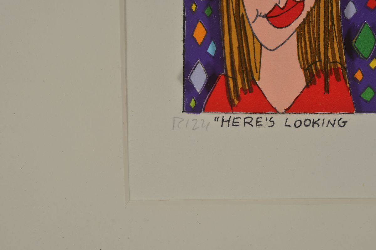 Detail l: James Rizzi, 1950-2011, "Heres Looking At you Babe", num. 240/350, handsigniert, im Blatt dat. 97, leichte Altersspuren, unter Glas, ...
