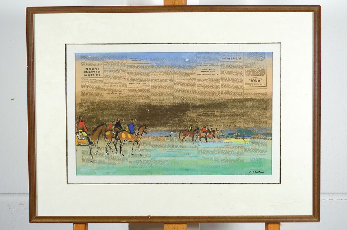 Detail k: Rostilas Loukine, 1904 - 1988, russischer Künstler, Aquarell, re. u. signiert, 27 x 43.5 cm, unter Glas, Rahmen 47 x 64 cm