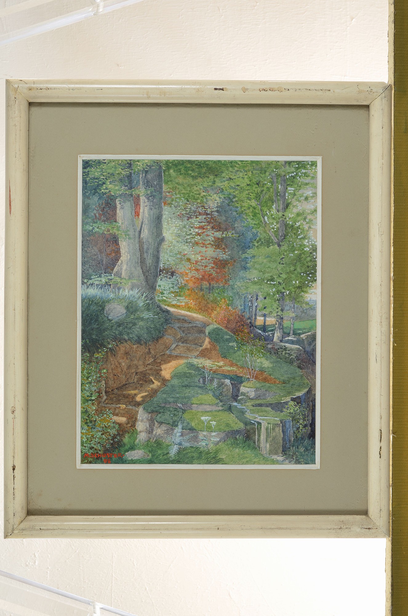 Detail m: Karl Maria Schuster, 1871 Purkersdorf - 1953 Wien, Schüler der Wiener Akademie, zwei Parklandschaften, Aquarell/Papier, li. u. in Rot signiert und ...