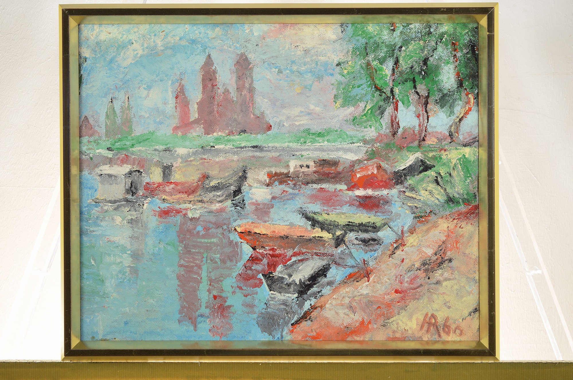 Detail k: Heinz Reiss, geb. 1923 Haßloch, Schüler von Philipp Steinmetz, Mitglied der Künstlergruppe worbs, Blick über den Rhein auf den Dom zu Speyer, ...