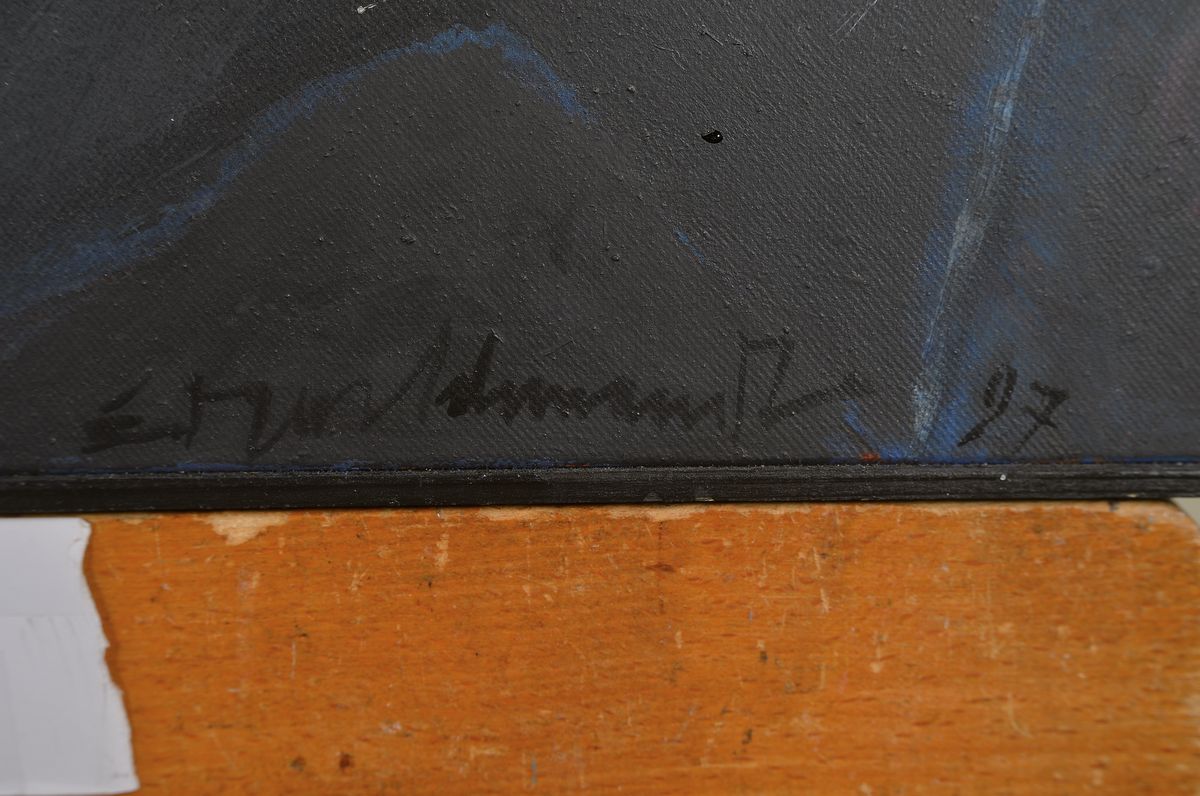 Detail l: Edgar Schmandt, 1929 Berlin-2019 Mannheim, Schema 2, rückseitig so betitelt, Öl/Lwd, signiert und dat. 97, ca. 60x60cm