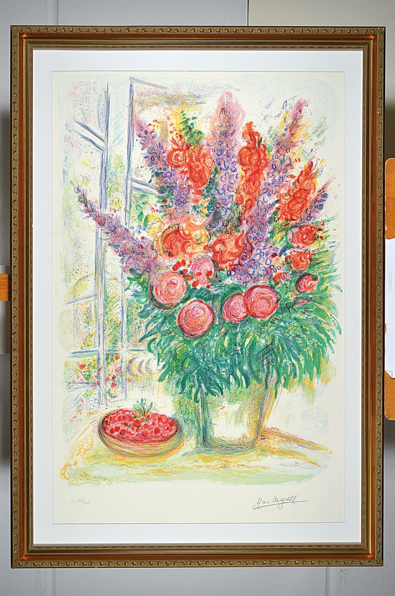 Detail k: Marc Chagall, 1887-1985, Bouquet de Fleurs, Farblithographie, drucksigniert, num.: US 1701/2000, ca. 85x55cm, u.Gl., R. ca. 100x70cm