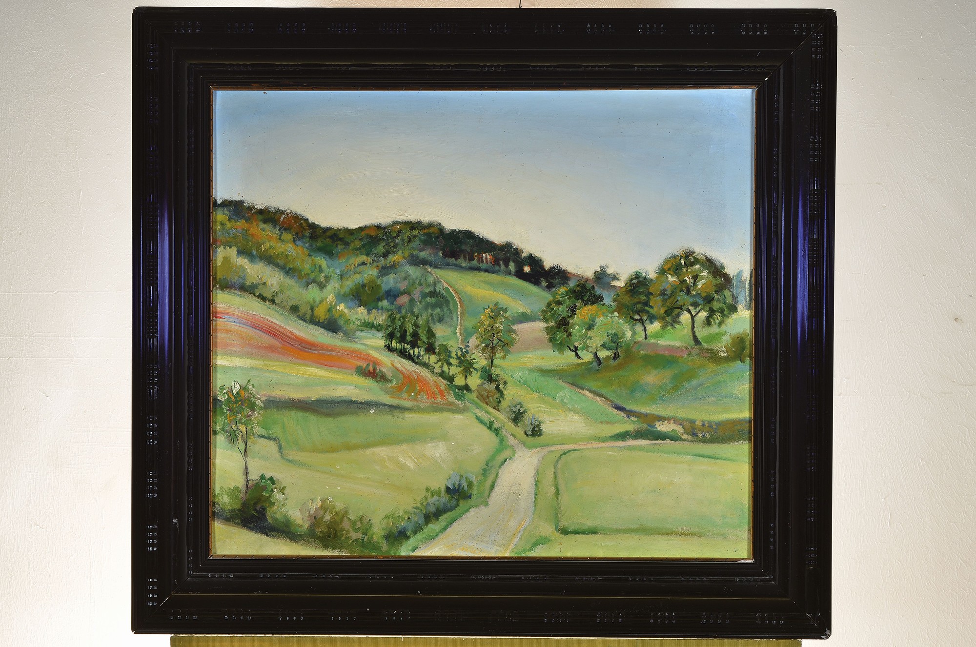 Detail k: Eugen Stoll, 1895-1978 Ludwigshafen, Studium an der Akademie Karlsruhe, Meisterschüler von Albert Haueisen, hier: Landschaft im Odenwald bei ...