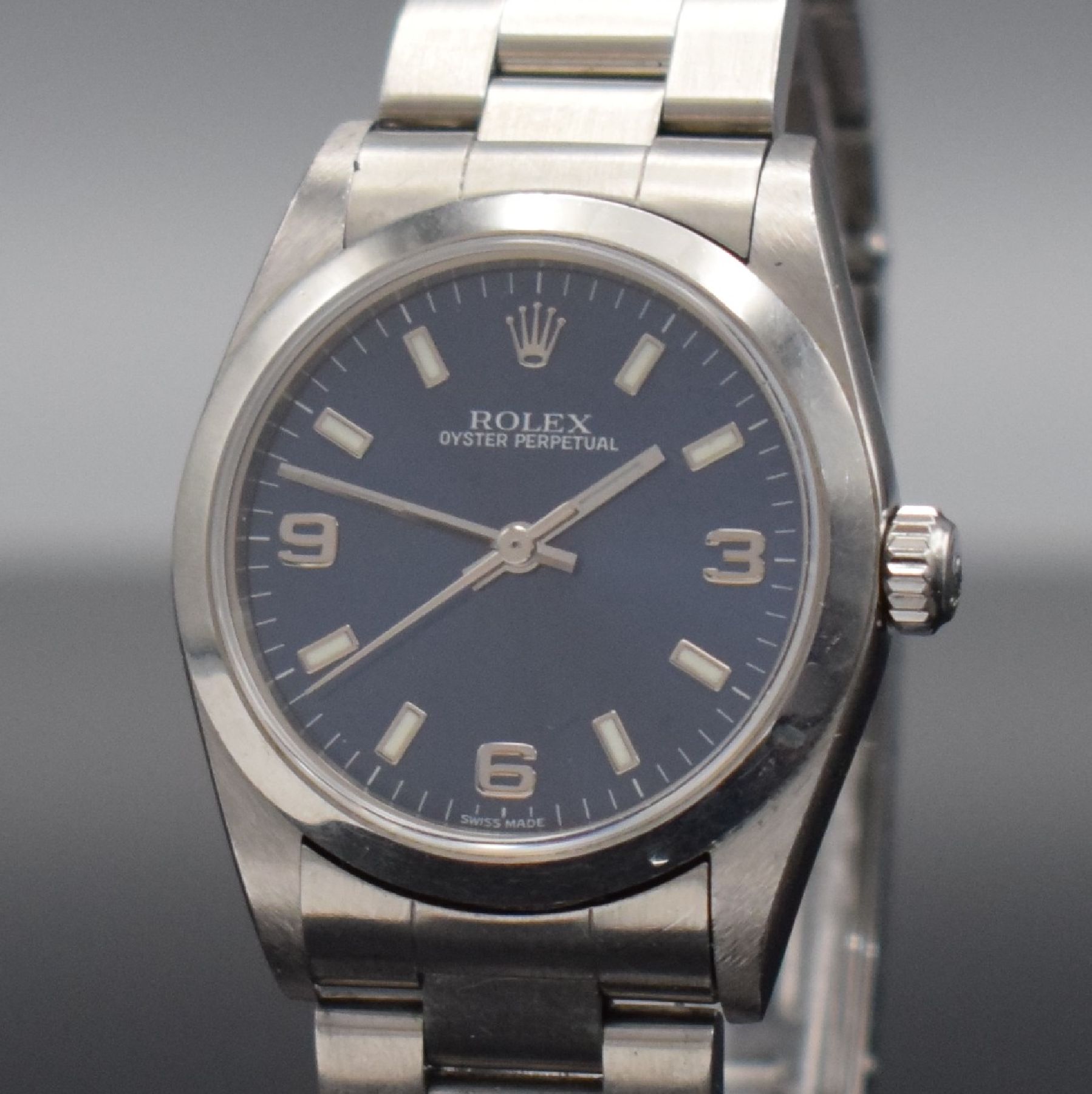Detail c: ROLEX Mediumarmbanduhr Oyster Perpetual, Automatik, Schweiz um 2002, Ref. 77080, Edelstahl inkl. Oysterband, Boden & Krone verschr., ab Herst. ...