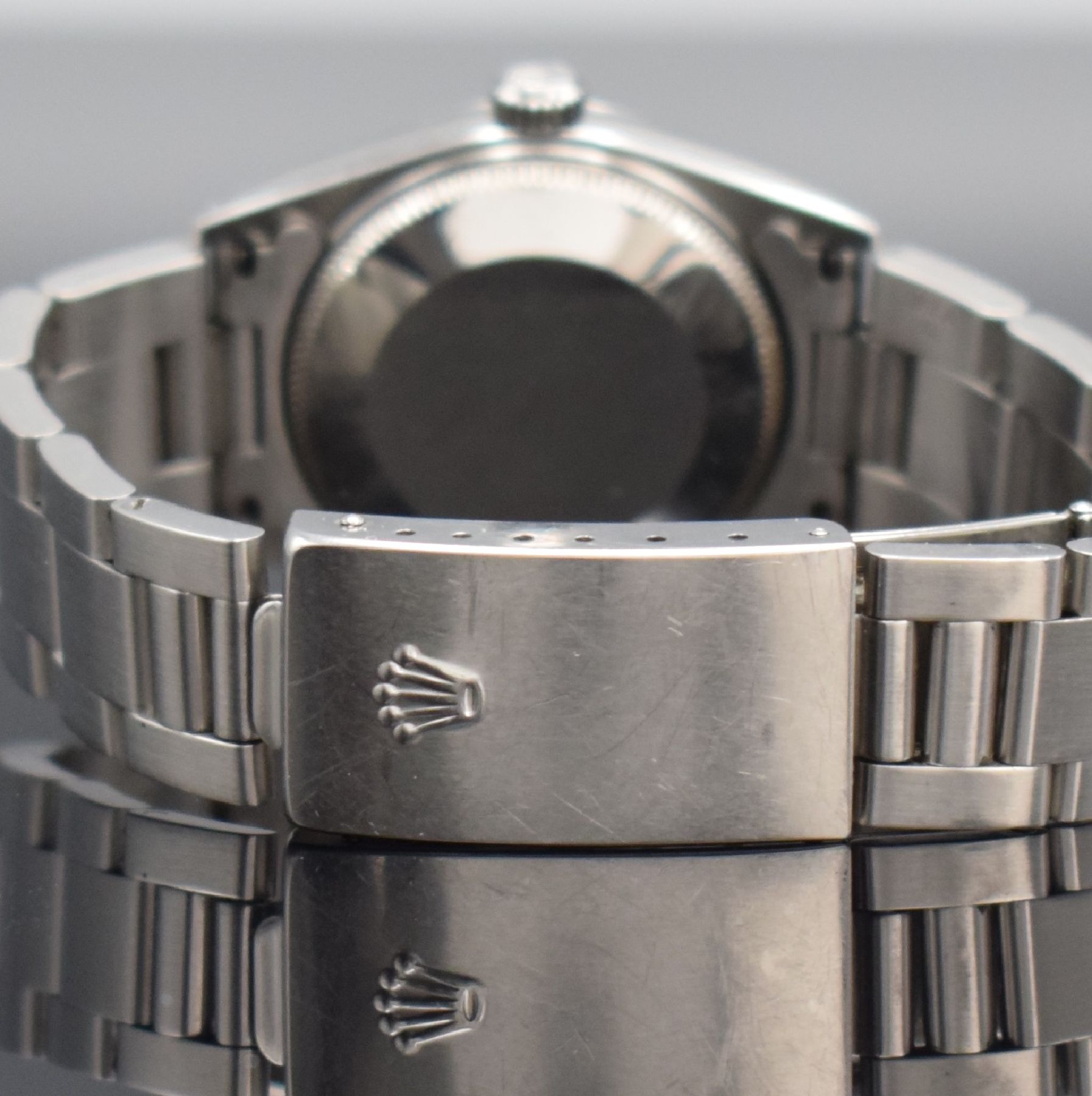 Detail d: ROLEX Mediumarmbanduhr Oyster Perpetual, Automatik, Schweiz um 2002, Ref. 77080, Edelstahl inkl. Oysterband, Boden & Krone verschr., ab Herst. ...